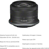 Canon EOS R10 Appareil Photo Hybride Format APS-C 24 Mpixels Noir Plus Objectif Canon RF-S 18-45mm F4.5-6.3 is STM Standard
