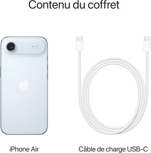 Apple iPhone Air 256 Go : Le Plus Fin des iPhone, Écran 6,5 Pouces Jusqu’à 120 Hz, Puissante Puce A19 Pro, Caméra Avant Center Stage, Autonomie d’Une journée ; Ciel