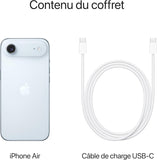 Apple iPhone Air 256 Go : Le Plus Fin des iPhone, Écran 6,5 Pouces Jusqu’à 120 Hz, Puissante Puce A19 Pro, Caméra Avant Center Stage, Autonomie d’Une journée ; Ciel