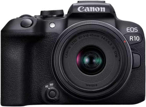 Canon EOS R10 Appareil Photo Hybride Format APS-C 24 Mpixels Noir Plus Objectif Canon RF-S 18-45mm F4.5-6.3 is STM Standard