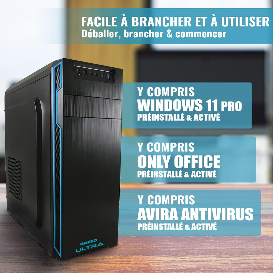 GREED® Ultra PC - Intel Core i7 - Ordinateur Rapide pour Le Bureau et Le Home Office - Ordinateur avec 4,0 GHZ - 32 GB RAM - 1TB SSD + 1TB HDD - DVD - USB 3.0 - WLAN - INCL. Windows 11 Pro