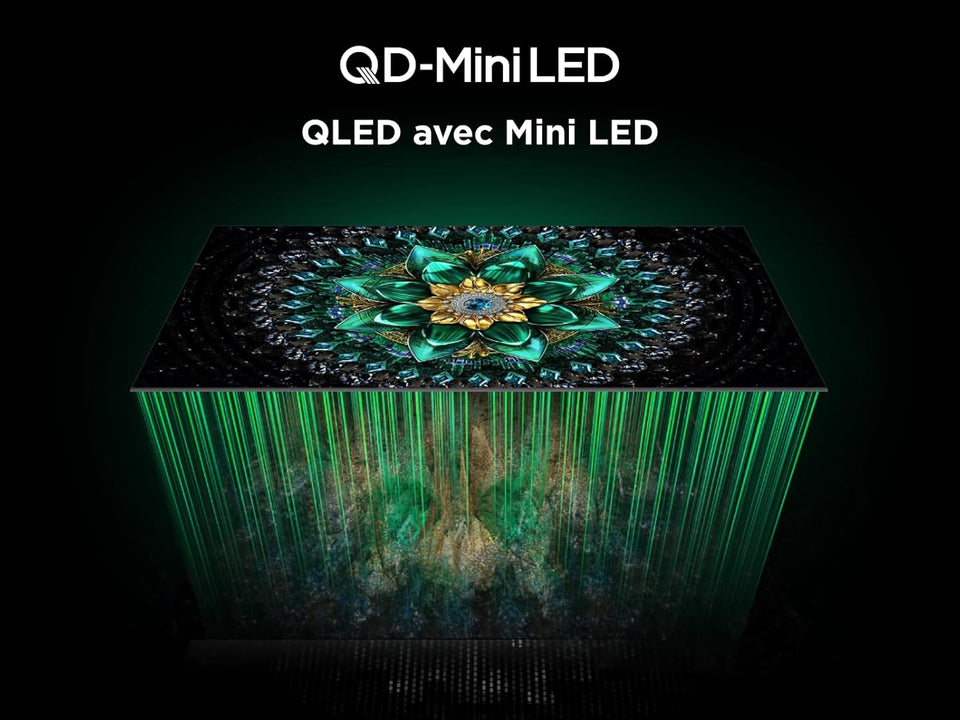 TCL 75Q6C QD-Mini LED TV, 4K HDR Premium 1000nits, Smart TV alimenté par Google (Dolby Vision IQ et Atmos, système Audio Onkyo 2.1, Motion Clarity Pro 144Hz, Game Master, contrôle Vocal Mains Libres)