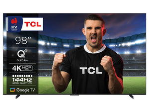 TCL 98T8C 98" QLED 4K HDR Ultra HD TV, Smart TV Powered by Google TV (Dolby Vision & Atmos, 144Hz Motion Clarity Pro, FreeSync, Onkyo 2.1 Sound, Voice Control)