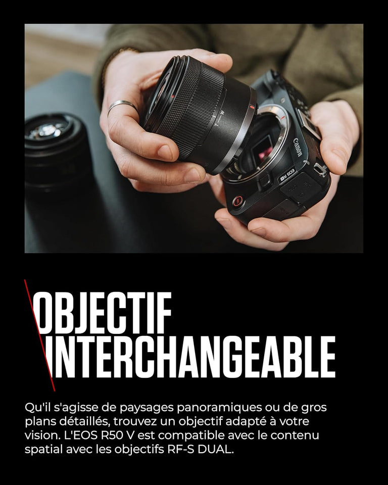 Canon EOS R50 V + RF-S 14-30mm F4-6.3 is STM PZ - Appareil pour Le Vlog Compatible avec l'Objectif Canon RF | Matériel pour Créateurs de Contenu | Vlog et Voyage | Connexion Bluetooth