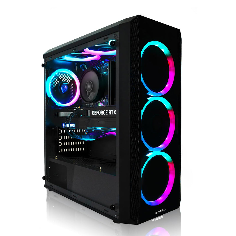 Greed® MK2 Pro - High End PC Gamer - Intel Core i7-12700F + Nvidia Geforce RTX 5070 - Ordinateur Rapide + PC Gaming 4K - 4,9 GHZ - 32Go DDR4 RAM - Refroidissement par Eau - 1TB SSD - WLAN + W11 Pro