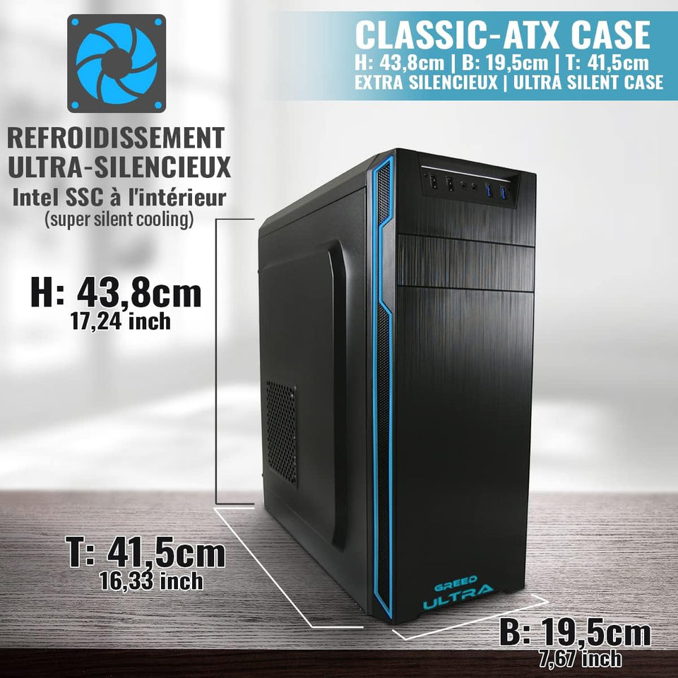 GREED® Ultra PC - Intel Core i7 - Ordinateur Rapide pour Le Bureau et Le Home Office - Ordinateur avec 4,0 GHZ - 32 GB RAM - 1TB SSD + 1TB HDD - DVD - USB 3.0 - WLAN - INCL. Windows 11 Pro