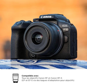 Canon EOS R10 Appareil Photo Hybride Format APS-C 24 Mpixels Noir Plus Objectif Canon RF-S 18-45mm F4.5-6.3 is STM Standard
