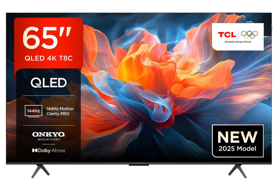 TCL 98T8C 98" QLED 4K HDR Ultra HD TV, Smart TV Powered by Google TV (Dolby Vision & Atmos, 144Hz Motion Clarity Pro, FreeSync, Onkyo 2.1 Sound, Voice Control)