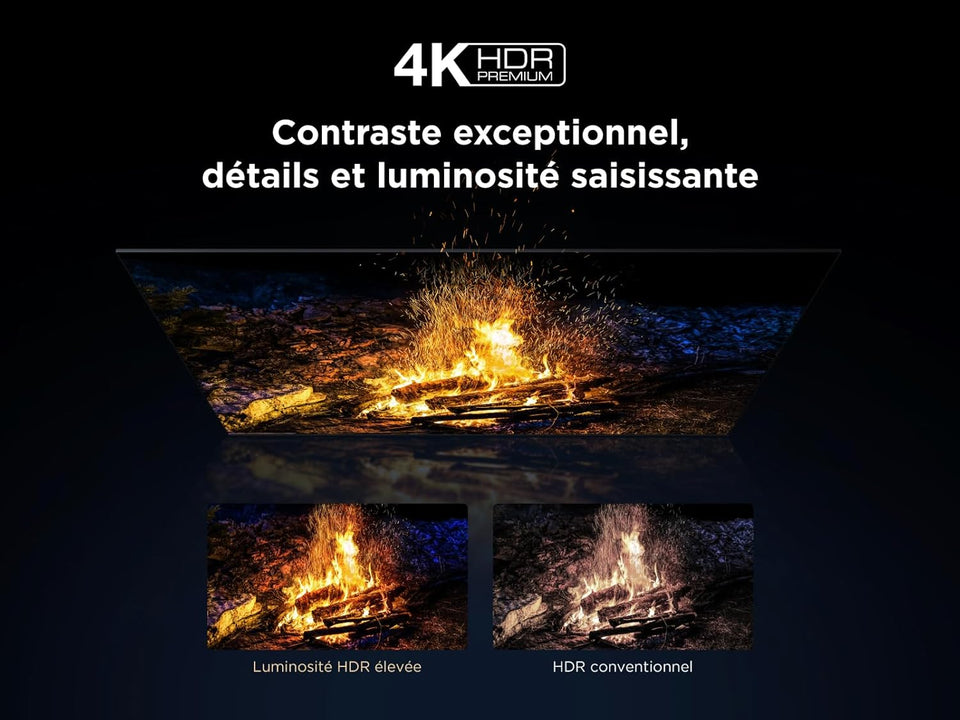 TCL 75Q6C QD-Mini LED TV, 4K HDR Premium 1000nits, Smart TV alimenté par Google (Dolby Vision IQ et Atmos, système Audio Onkyo 2.1, Motion Clarity Pro 144Hz, Game Master, contrôle Vocal Mains Libres)
