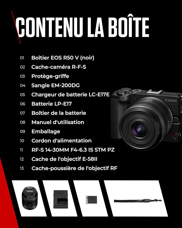 Canon EOS R50 V + RF-S 14-30mm F4-6.3 is STM PZ - Appareil pour Le Vlog Compatible avec l'Objectif Canon RF | Matériel pour Créateurs de Contenu | Vlog et Voyage | Connexion Bluetooth