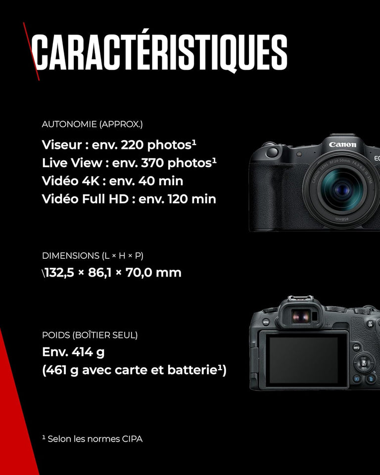 Canon EOS R8 + RF 24-50mm F4.5-6.3 - Appareil Photo Numérique Hybride - Capteur CMOS Plein Format 24,2 Mpx - Appareil Photo Dual Pixel CMOS AF II - Écran Tactile LCD - Compatibilité UVC-UAC