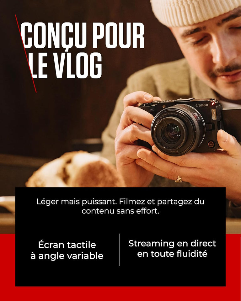 Canon EOS R50 V + RF-S 14-30mm F4-6.3 is STM PZ - Appareil pour Le Vlog Compatible avec l'Objectif Canon RF | Matériel pour Créateurs de Contenu | Vlog et Voyage | Connexion Bluetooth