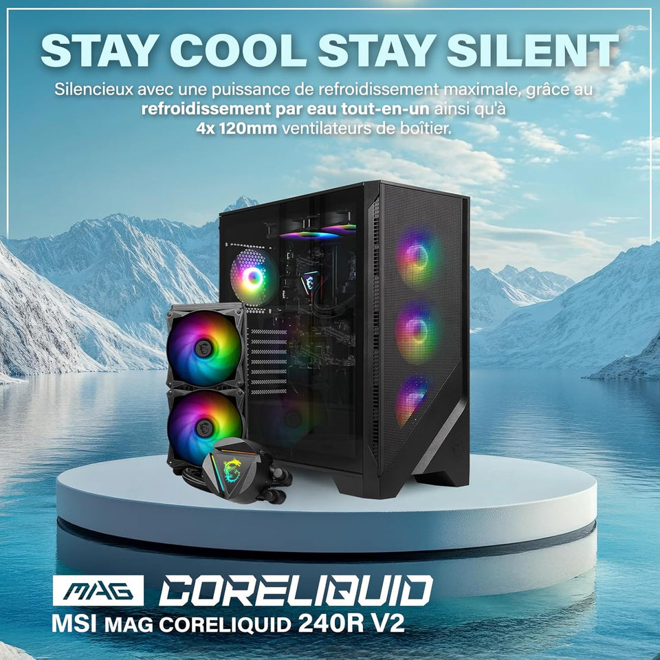 HYPER BYTE® Basic Gaming PC - Ordinateur avec AMD Ryzen 7 5700G avec 4,6 GHz | Radeon Vega 8 | 32GO DDR4 RAM | 1TB SSD | Silent Water Cooling | Gamer Tower Desktop | WLAN | Win11 Pro