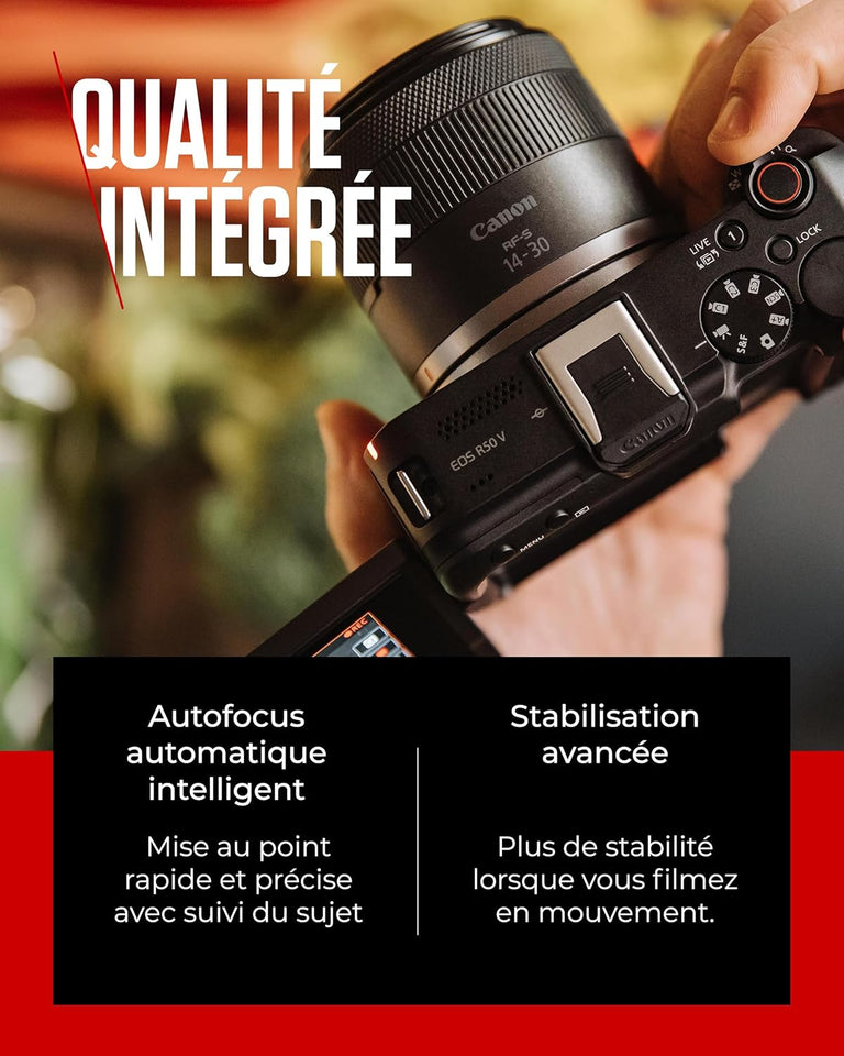 Canon EOS R50 V + RF-S 14-30mm F4-6.3 is STM PZ - Appareil pour Le Vlog Compatible avec l'Objectif Canon RF | Matériel pour Créateurs de Contenu | Vlog et Voyage | Connexion Bluetooth