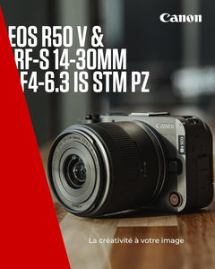 Canon EOS R50 V + RF-S 14-30mm F4-6.3 is STM PZ - Appareil pour Le Vlog Compatible avec l'Objectif Canon RF | Matériel pour Créateurs de Contenu | Vlog et Voyage | Connexion Bluetooth