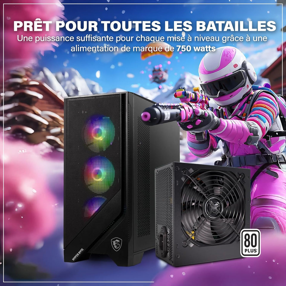HYPER BYTE® Basic Gaming PC - Ordinateur avec AMD Ryzen 7 5700G avec 4,6 GHz | Radeon Vega 8 | 32GO DDR4 RAM | 1TB SSD | Silent Water Cooling | Gamer Tower Desktop | WLAN | Win11 Pro