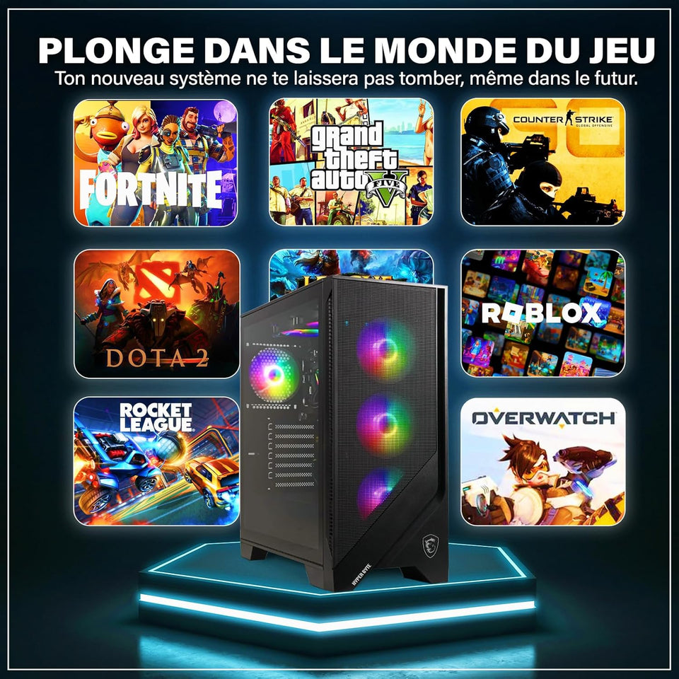 HYPER BYTE® Basic Gaming PC - Ordinateur avec AMD Ryzen 7 5700G avec 4,6 GHz | Radeon Vega 8 | 32GO DDR4 RAM | 1TB SSD | Silent Water Cooling | Gamer Tower Desktop | WLAN | Win11 Pro