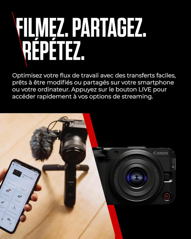 Canon EOS R50 V + RF-S 14-30mm F4-6.3 is STM PZ - Appareil pour Le Vlog Compatible avec l'Objectif Canon RF | Matériel pour Créateurs de Contenu | Vlog et Voyage | Connexion Bluetooth