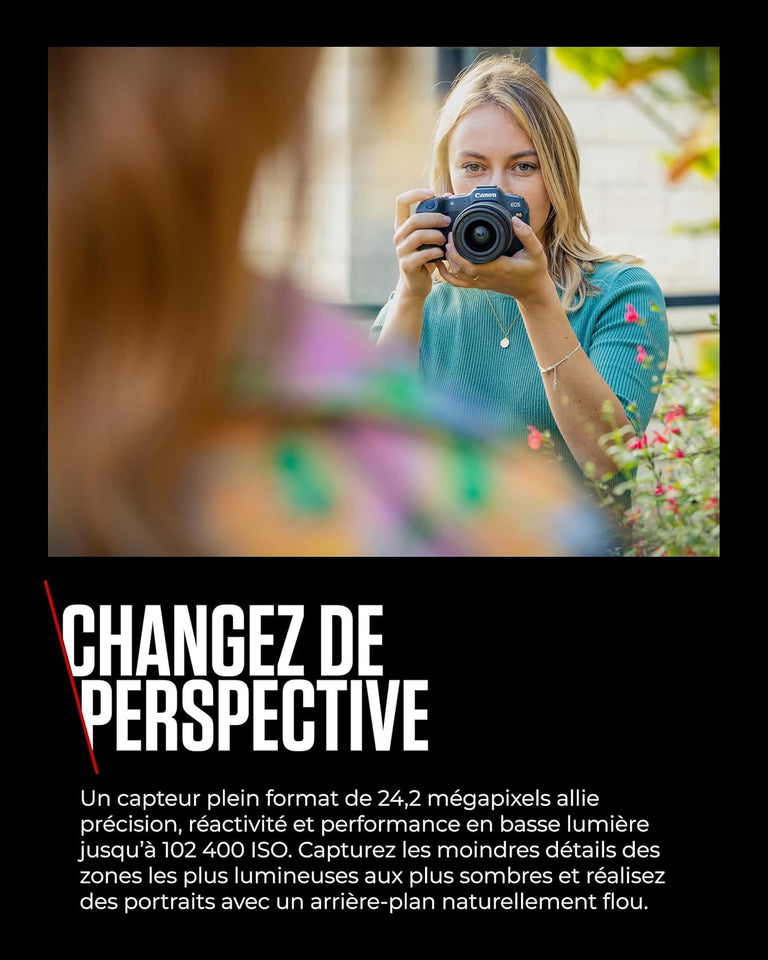 Canon EOS R8 + RF 24-50mm F4.5-6.3 - Appareil Photo Numérique Hybride - Capteur CMOS Plein Format 24,2 Mpx - Appareil Photo Dual Pixel CMOS AF II - Écran Tactile LCD - Compatibilité UVC-UAC